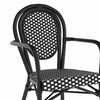 Flash Furniture Lourdes Thonet French Bistro Stacking Chair w/Arms, Blk and Wht PE Rattan and Black Alum Frame, 2PK 2-SDA-AD642002A-BKWH-BK-GG